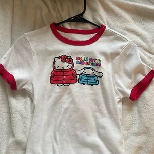Hello Kitty White T-Shirt with Red Trim